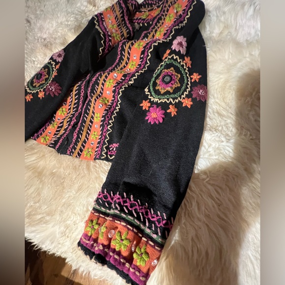 Double D Ranch embroidered rhinestone studs boho sweater cardigan floral hippie - Picture 5 of 12